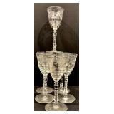 Set of Beautiful Vintage Etched Stemware