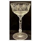 Set of Beautiful Vintage Etched Stemware