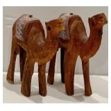 Collection of Four Wooden Camel Figurines