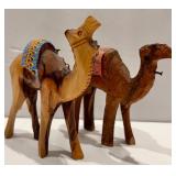 Collection of Four Wooden Camel Figurines
