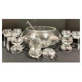 Vintage Glass Punch Bowl Set