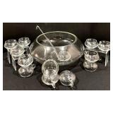 Vintage Glass Punch Bowl Set