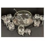 Vintage Glass Punch Bowl Set
