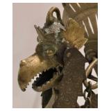 Indonesian Brass Garuda ("Giant Bird") Wauung Kulit Hanging Oil Lamp
