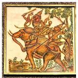 Framed Elephant and Warriors Thai Temple / Stone Rubbing