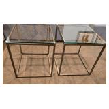 Pair of Glass and Metal Occasional Tables
