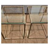 Pair of Glass and Metal Occasional Tables