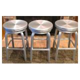 Set of Three Stainless Steel Kitchen Stools