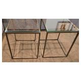 Pair of Glass and Metal Occasional Tables