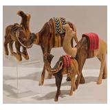 Set of 4 Vintage Carved Wooden Camels