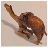 Set of 4 Vintage Carved Wooden Camels