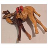 Set of 4 Vintage Carved Wooden Camels