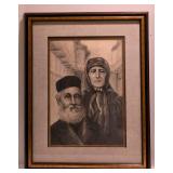 Vintage Detailed Pencil Drawing of Jewish Couple