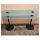 Contemporary Style Frosted Two Tiered Glass Top Console Table