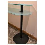Contemporary Style Frosted Two Tiered Glass Top Console Table