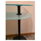 Contemporary Style Frosted Two Tiered Glass Top Console Table