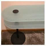 Contemporary Style Frosted Two Tiered Glass Top Console Table