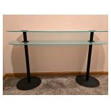 Contemporary Style Frosted Two Tiered Glass Top Console Table