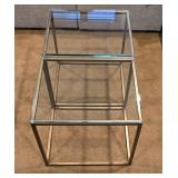 Pair of Glass and Metal Occasional Tables