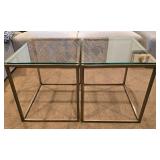 Pair of Glass and Metal Occasional Tables