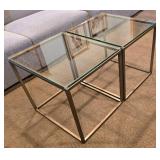 Pair of Glass and Metal Occasional Tables