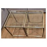 Pair of Glass and Metal Occasional Tables