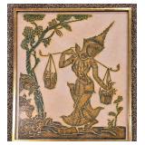 Pair of Vintage Thai Stone Rubbing Wall Hangings