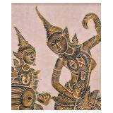 Pair of Vintage Thai Stone Rubbing Wall Hangings