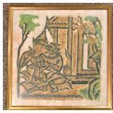 Framed Thai Stone Rubbing Duo