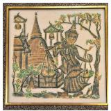 Framed Thai Stone Rubbing Duo