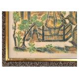 Framed Thai Stone Rubbing Duo