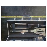 Never Used Barbeque Grill Utensil Set in Metal Case