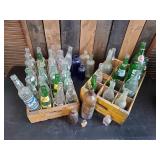Large Collection of Vintage Bottles with Wood Crates