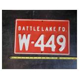 Fantastic Retired Battle Lake MN Fire Number Sign