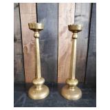 2 Large Brass Church Alter Candle Holders