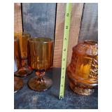 Beautiful Mid Modern Amber Glasses and Fairy Lamp