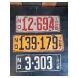 1926, 27, 28 North Dakota License Plates