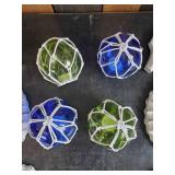 Wooden Seahorse Décor and 3 Glass bouy tea Lights