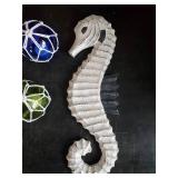 Wooden Seahorse Décor and 3 Glass bouy tea Lights