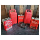 2 Coleman Lantern Cases and vintage Fuel Cans