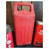 2 Coleman Lantern Cases and vintage Fuel Cans