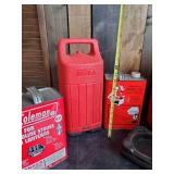 2 Coleman Lantern Cases and vintage Fuel Cans
