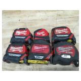 Lot of 6 - Non-Working Milwaukee Tape Measures