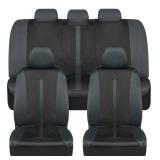 MOTORTREND Soft Tex Seat Covers for Cars, Two-Tone Gray Car Full Set with Hooded Split Bench Cover