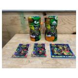 TEENAGE MUTANT NINJA TURTLES Lot of 2 Throw Blankets and 3 Books