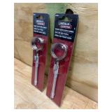 LINCOLN ELECTRIC Lot of 2- Welding Magnets, Silver, Knurled Aluminum Handle, Neodymium Magnet, 2 lb Lift Capacity