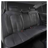 MOTOR TREND SeatWrap Leatherette Car Seat Covers - PU Leather Cushion - Rear Bench Protector- Black