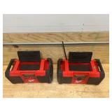 MILWAUKEE Lot of 2- M18 18-Volt Lithium-Ion Cordless Jobsite Radios- Tool Only (for parts or repair)