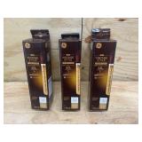 GE Lot of 3-  Vintage Style LED Tube Light Bulbs, 5 Watts (60 Watt Equivalent) Warm Candle Light, Amber Glass, Medium Base, Dimmable