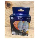 GE LIGHTING Lot of 2 Packs of- 258470 330 Lumen Flame Shape LED Chandelier Light Bulbs Clear Soft White - 3.5W (2 bulbs per pack)